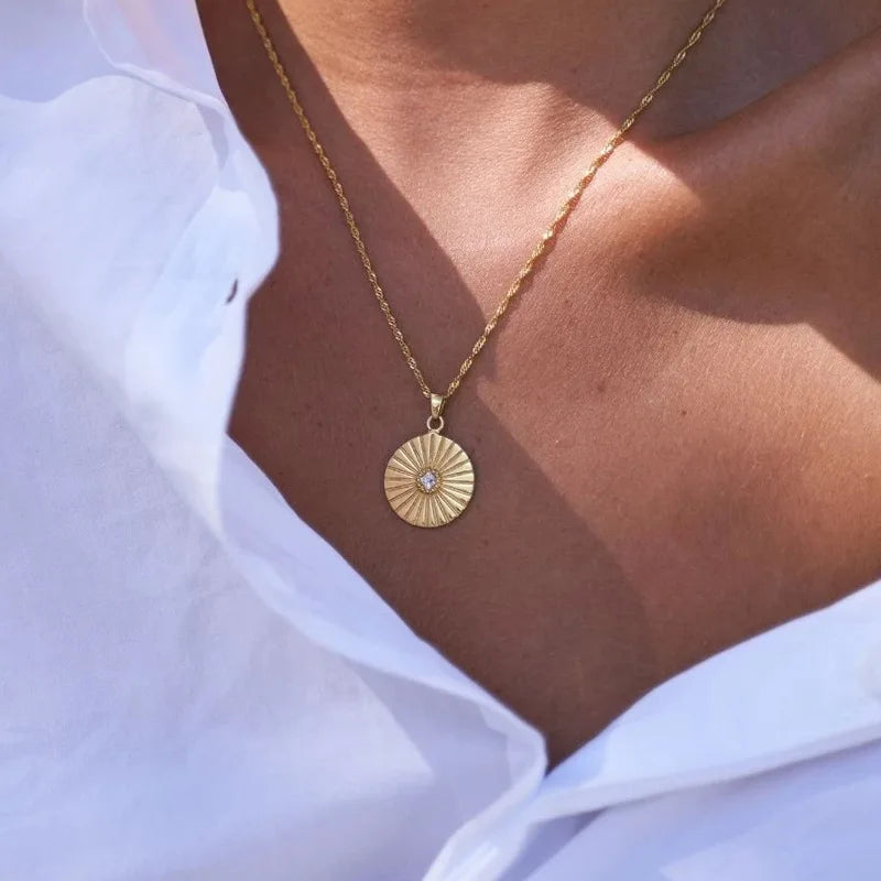 Sunburst Medallion Pendant Necklace