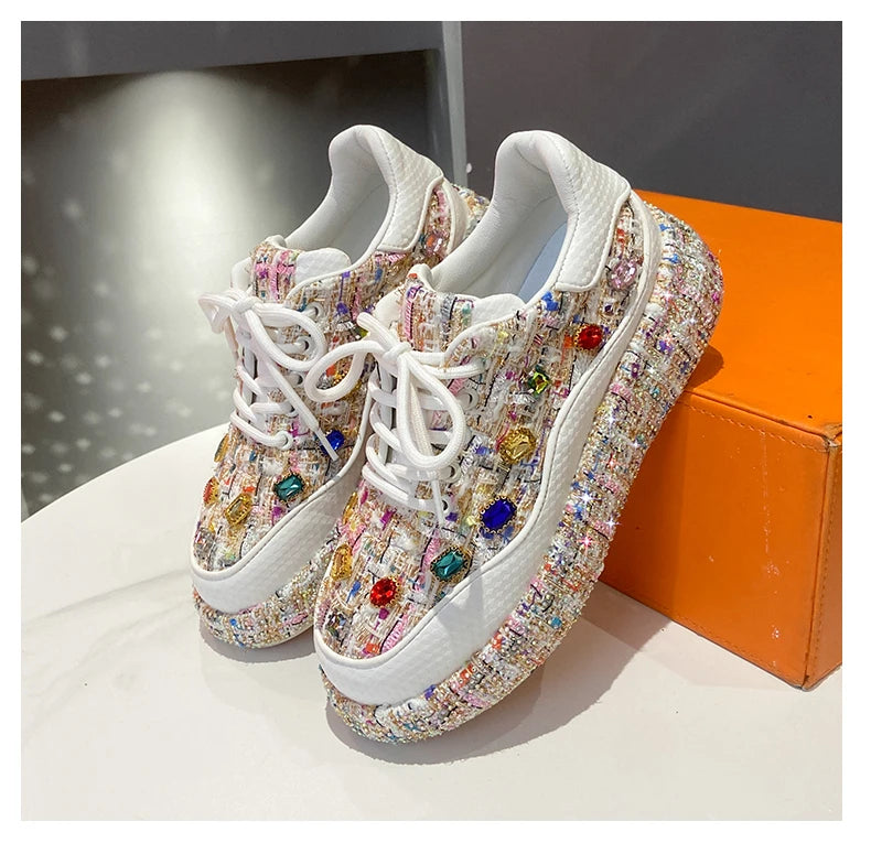 Crystal Embellished Platform Sneakers