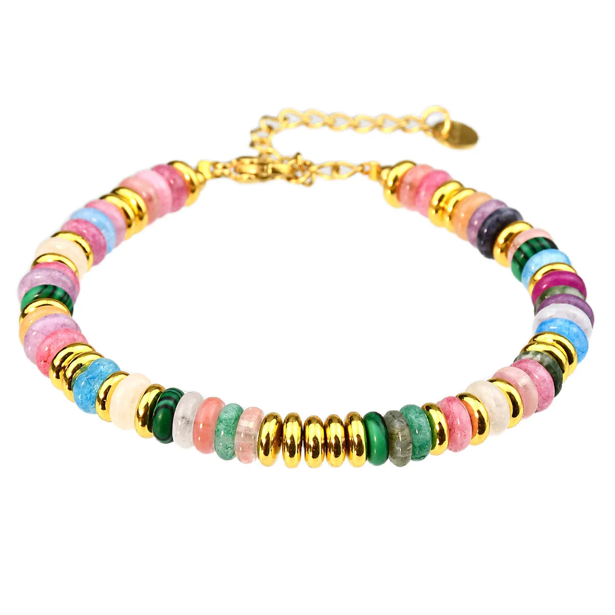 Multicolor Beaded Bracelet with Gold Accents