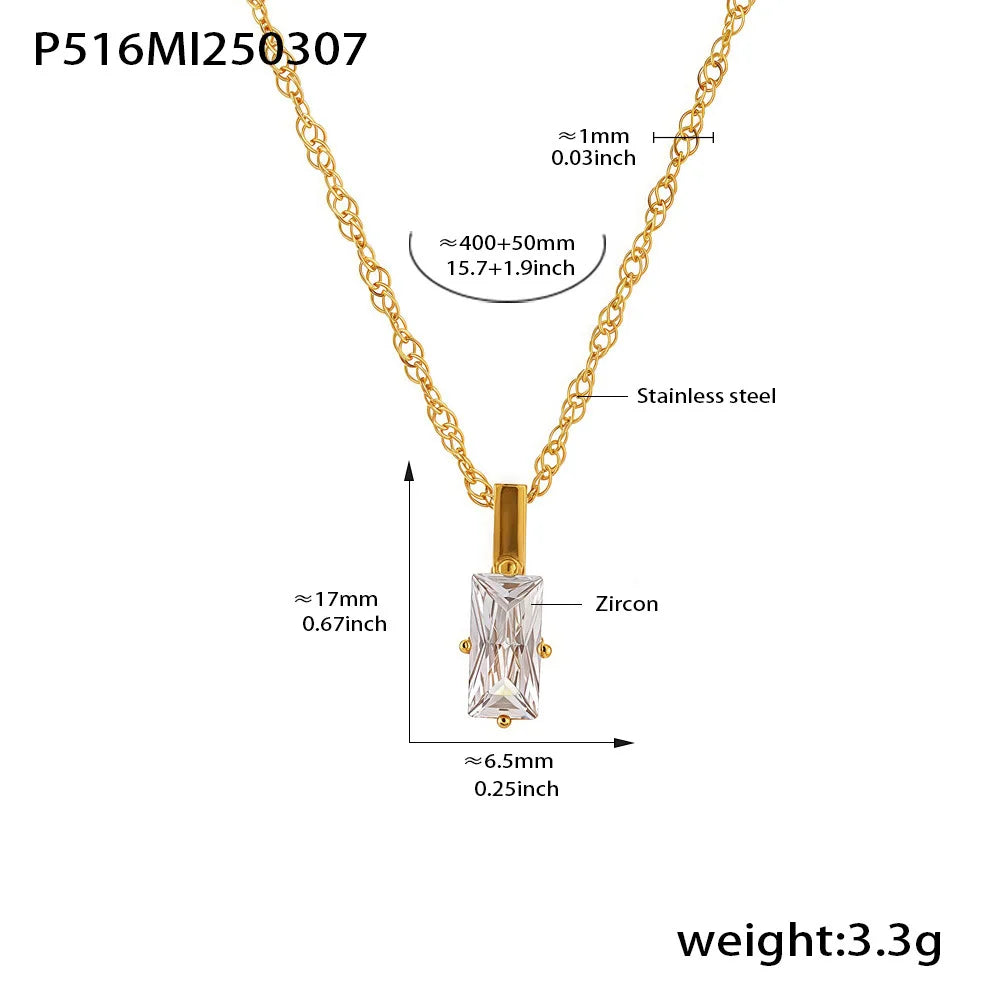 Minimalist Layered Baguette Pendant Necklace