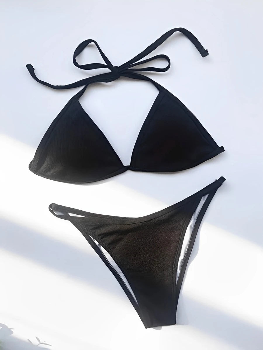 Tie Front Bikini Set with Matching Cover-Up Skirt