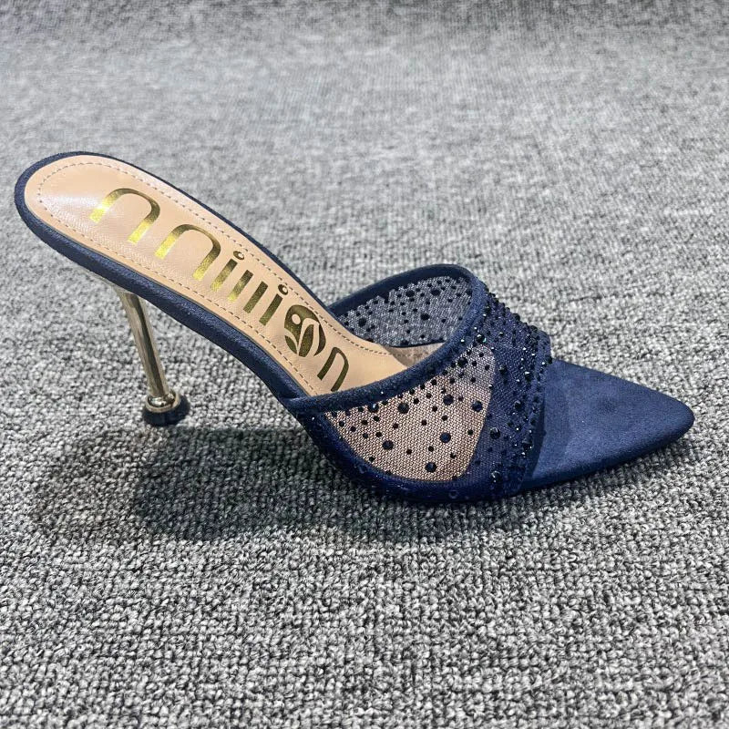 Mesh Rhinestone Stiletto Heels