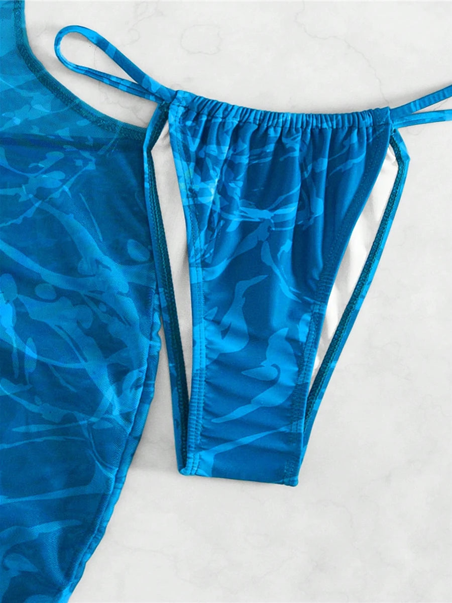 Sheer Mesh Cutout Swimsuit Dress