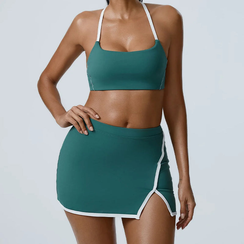 Split-Front Athletic Skirt Set