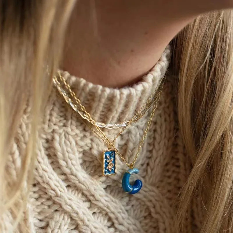 Gold Chain with Green Pendant Necklace