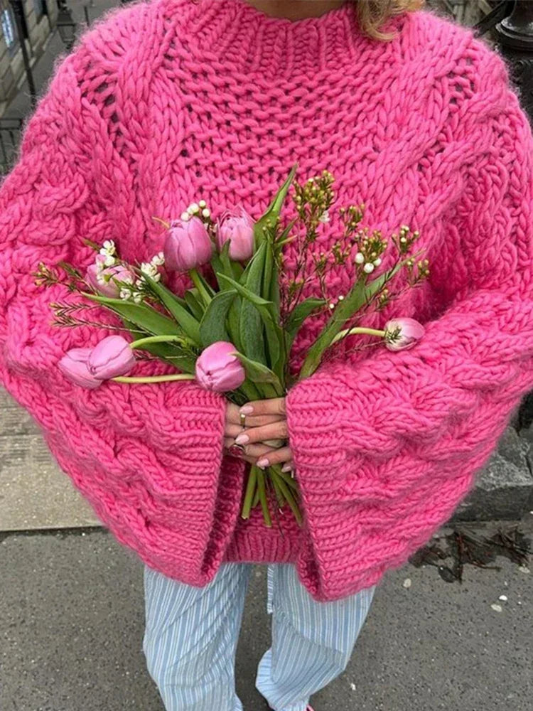 Chunky Cable Knit Sweater Poncho