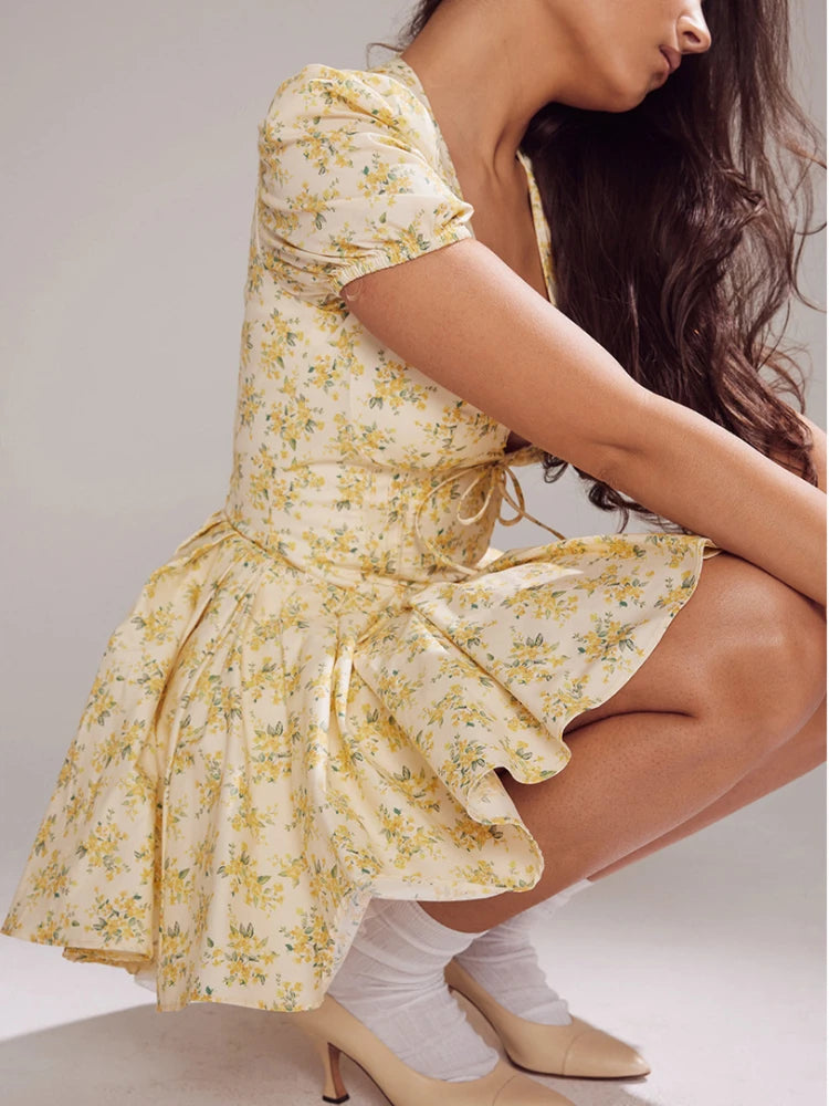 Floral Puff Sleeve Mini Dress