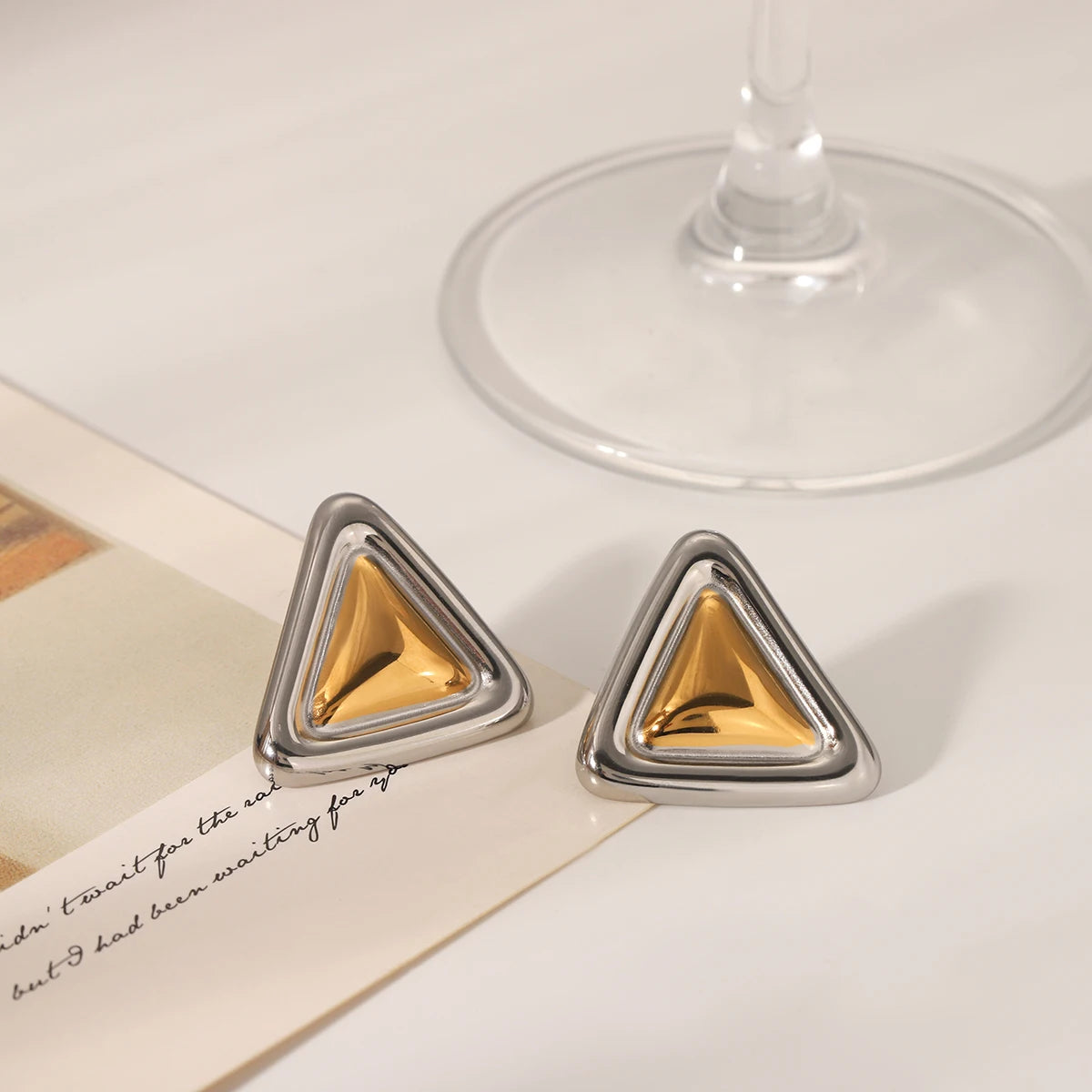 Geometric Triangle Dome Stud Earrings
