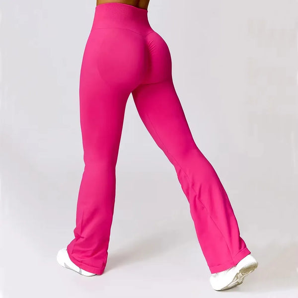 Ribbed Waist Flared Leggings