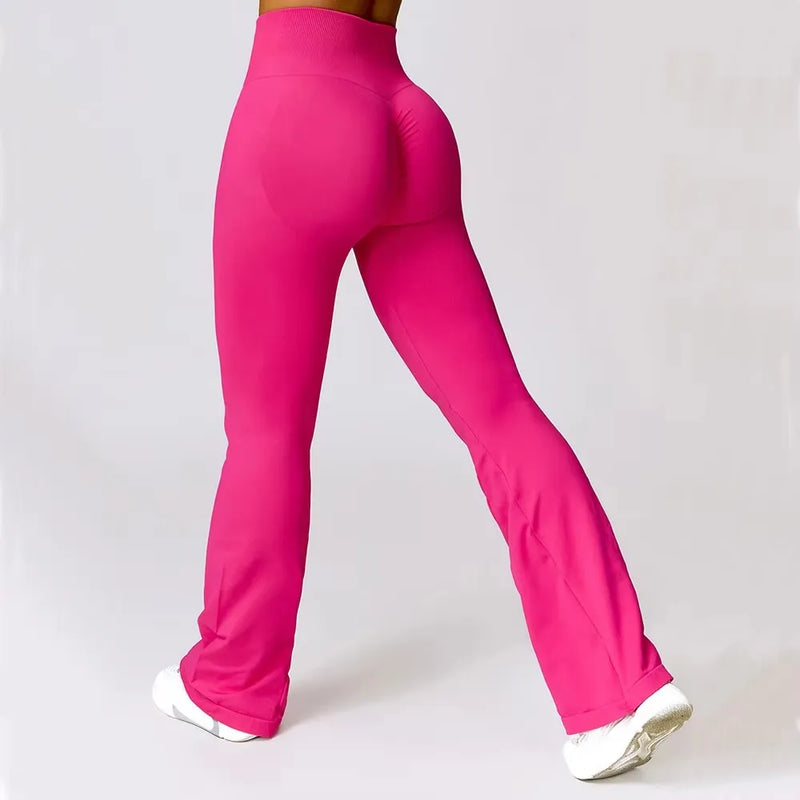 Ribbed Waist Flared Leggings