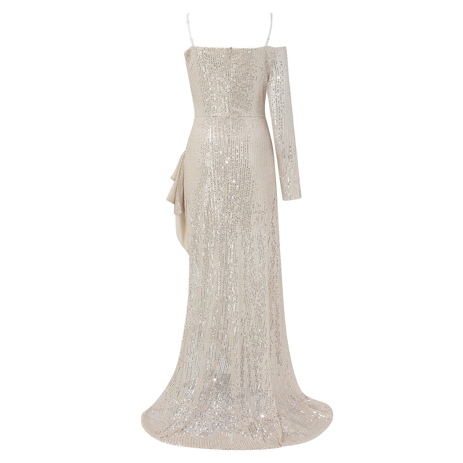 Off-Shoulder Sequin Evening Gown