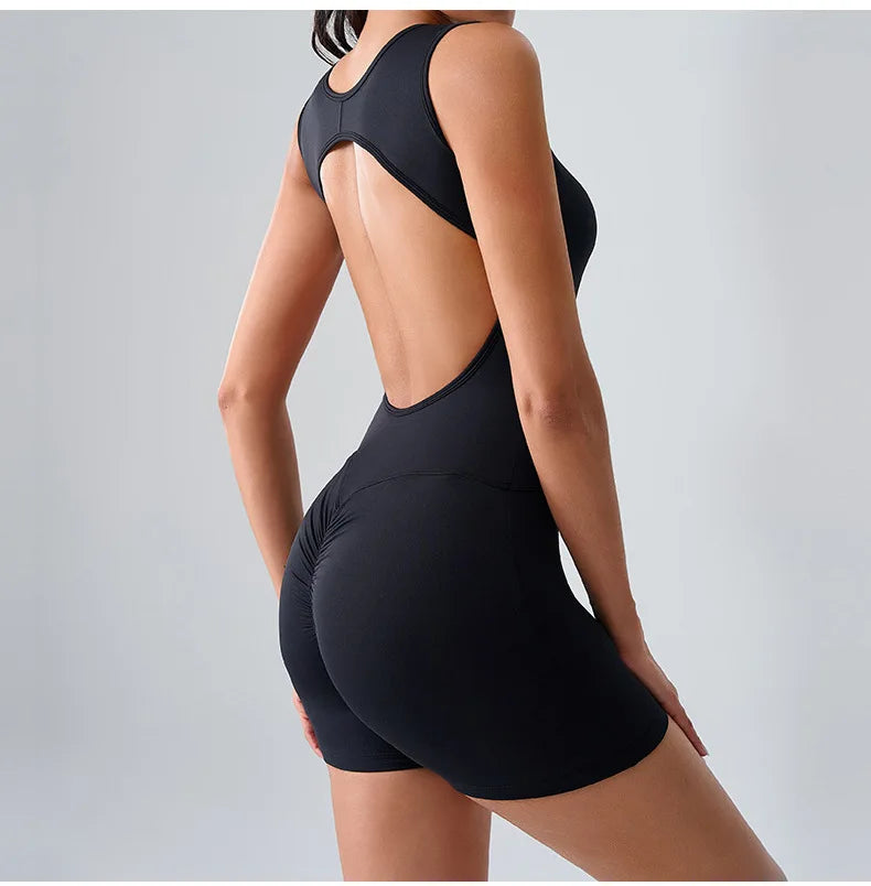 Open Back Biker Short Romper