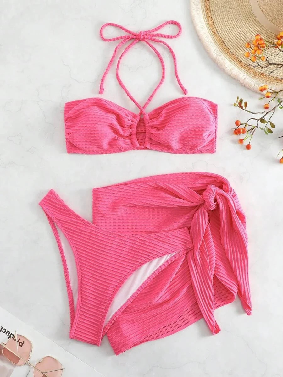 3-Piece Ring Detail Bikini Set