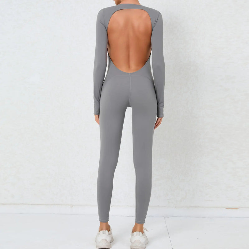 Backless Long-Sleeve One-Piece Jumpsuit