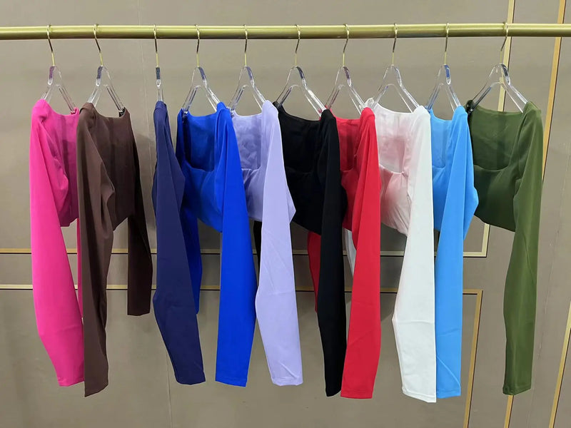 Square Neck Long Sleeve Crop Top