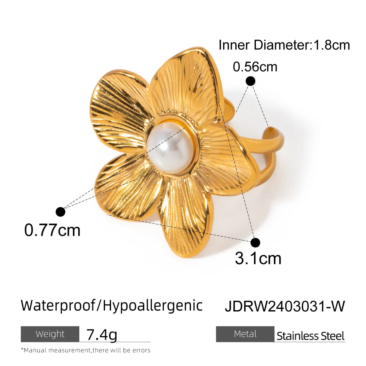 Pearl Bloom Flower Statement Ring
