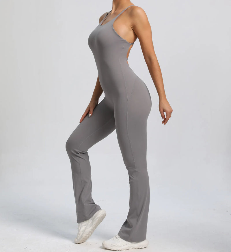 Navy Flared Workout Jumpsuit