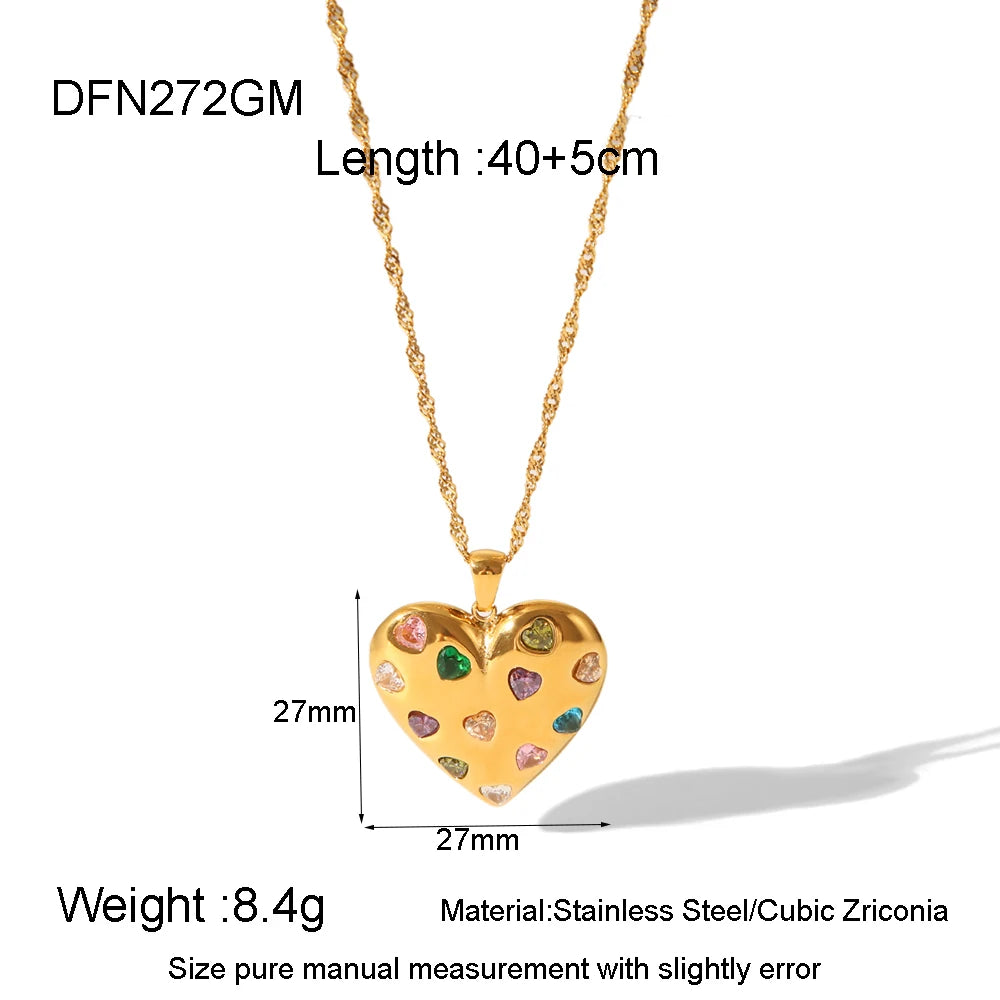 Crystal Heart Confetti Pendant Necklace