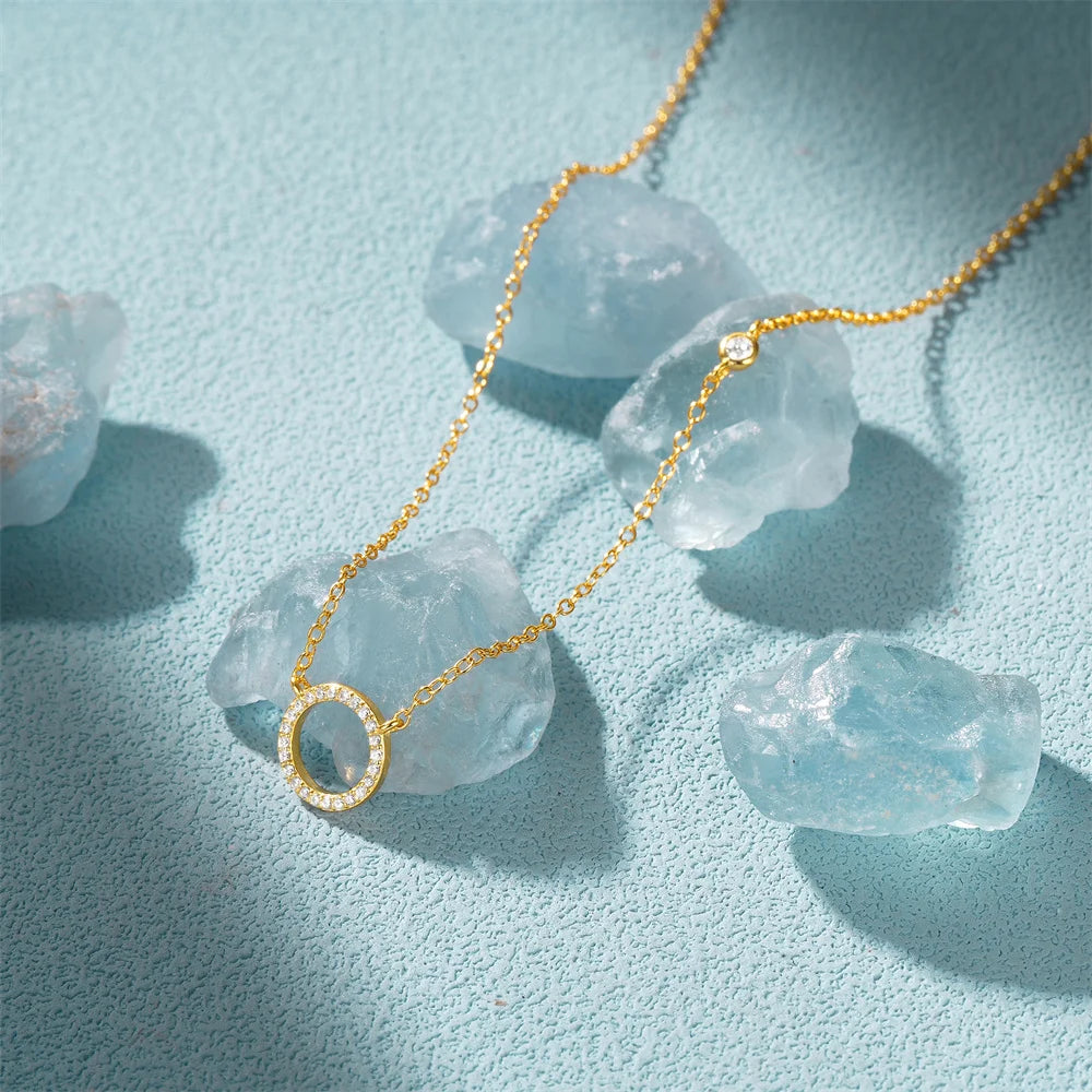 Dainty Circle Pavé Pendant Necklace