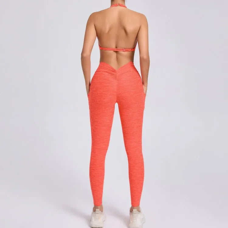 Halter & Ruched Leggings Workout Set