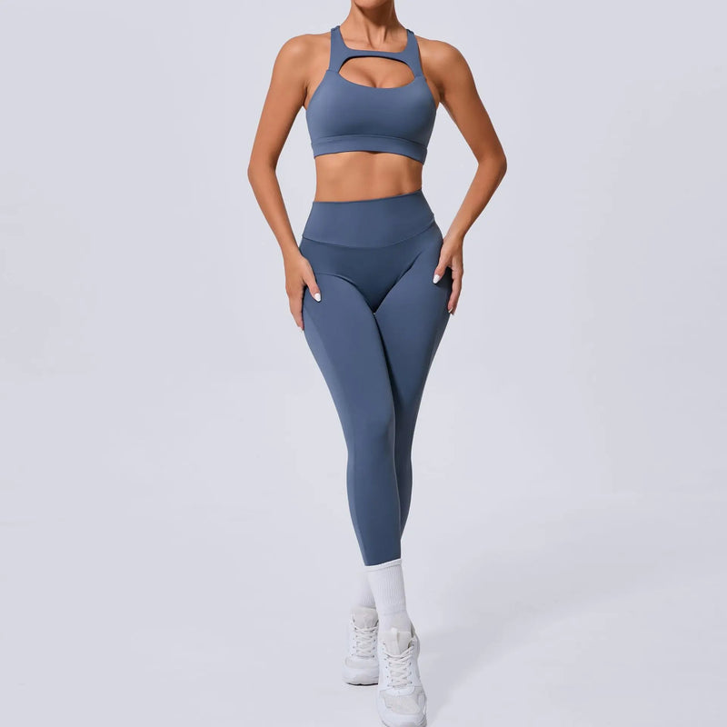 Cutout Sports Bra & High-Waist Pocket Leggings Set