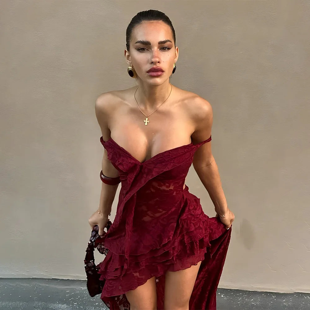 Off-Shoulder Ruffled Mini Dress