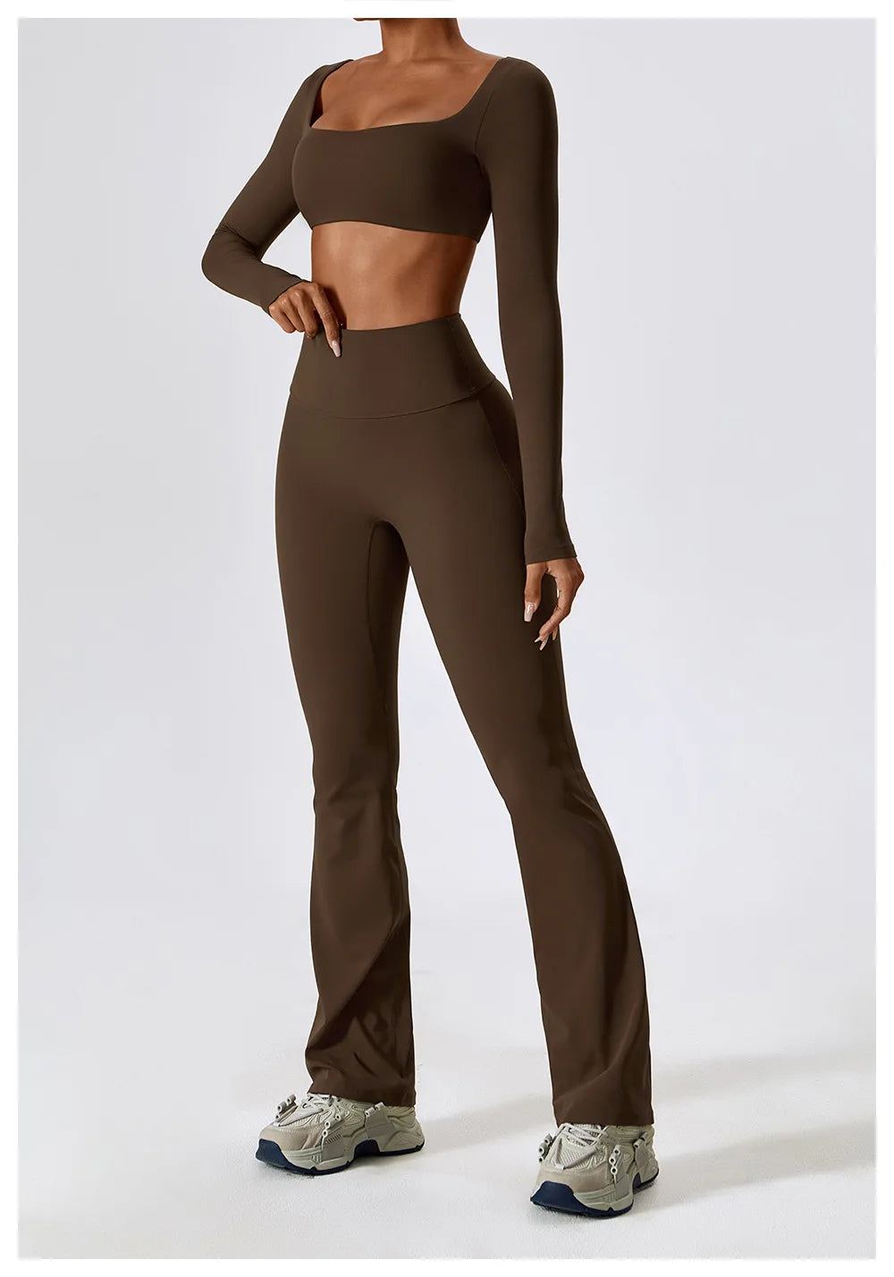 Long Sleeve Crop Top – Square Neck Activewear Top