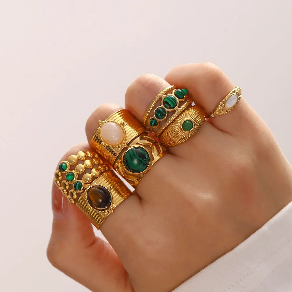 Boho Gemstone Statement Ring Set