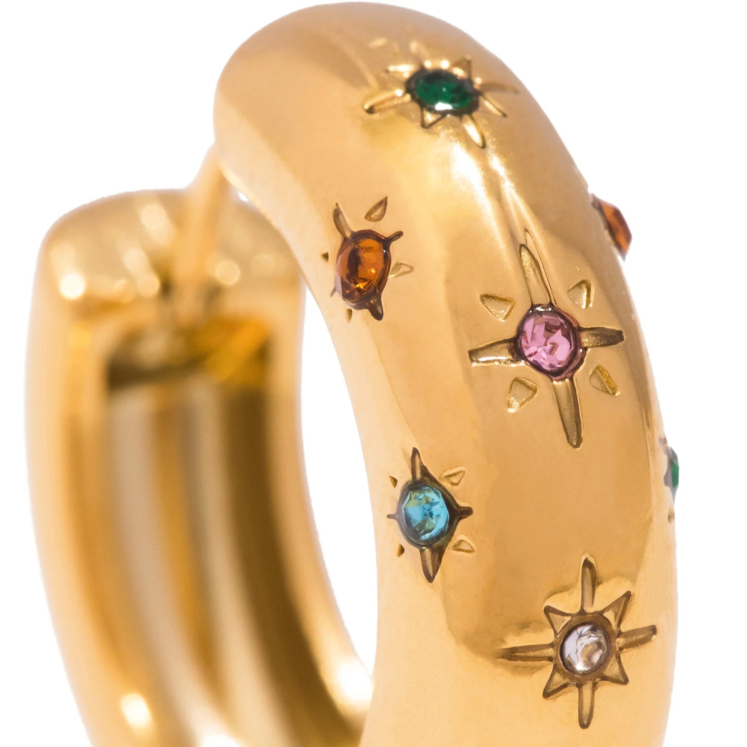 Starburst Gemstone Hoop Earrings