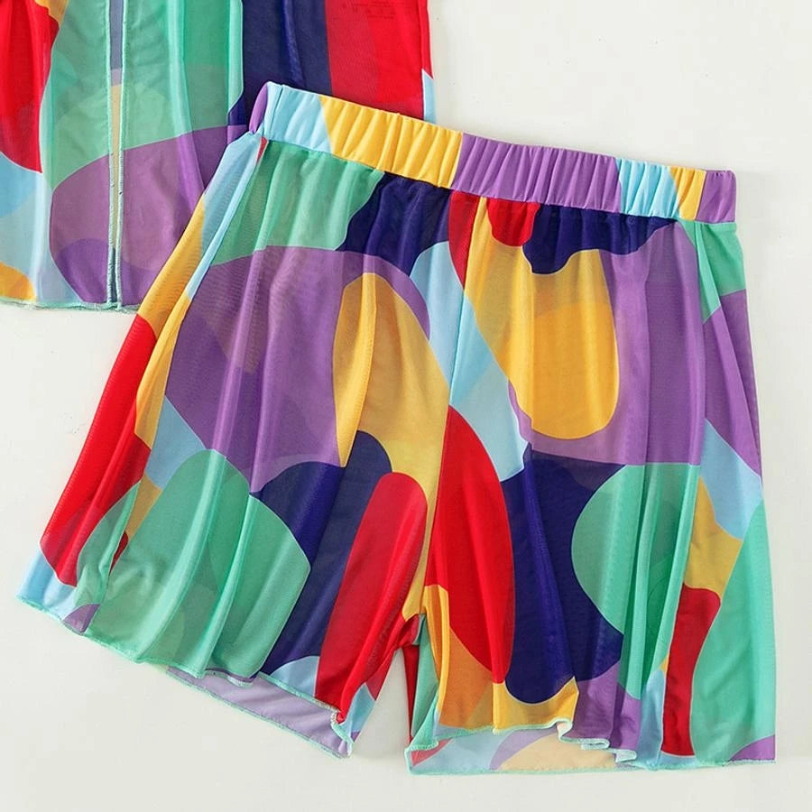 Colorblock Three-Piece Swimsuit Set