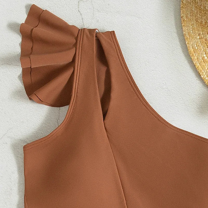One-Shoulder Ruffle Bikini Set