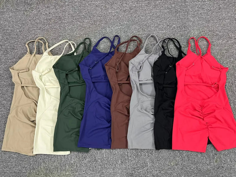 Strappy Backless Red Romper