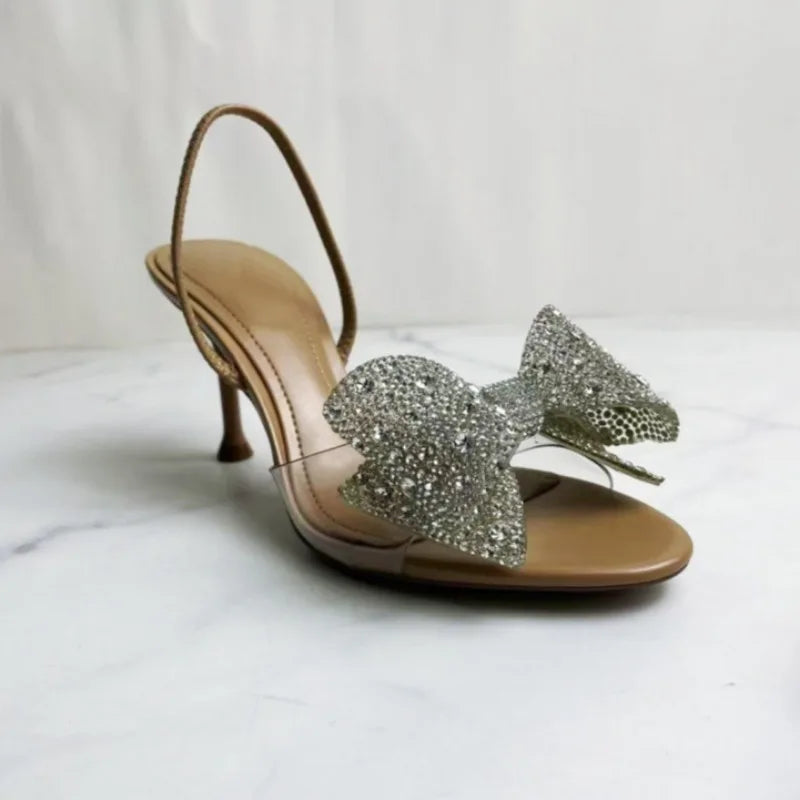 Crystal Bow Slingback Heels