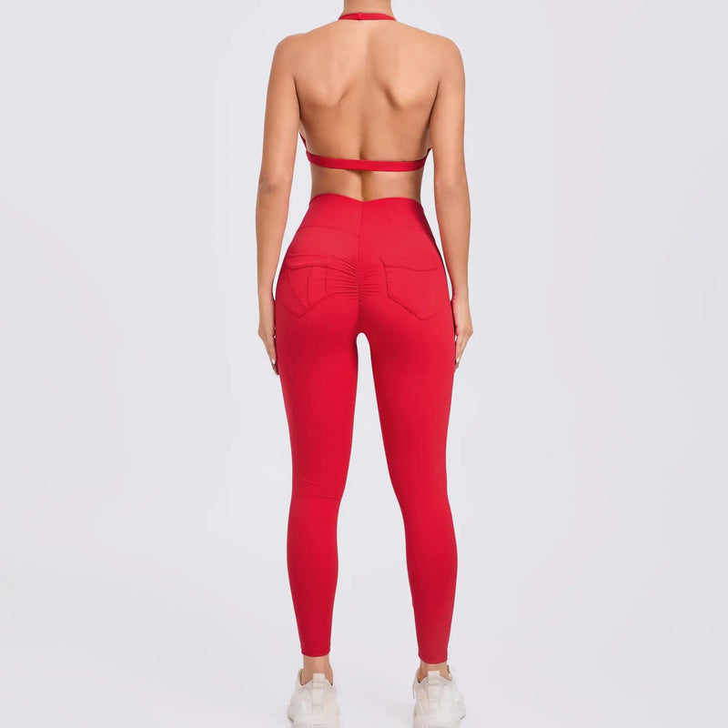 Twist-Front Halter Leggings Set