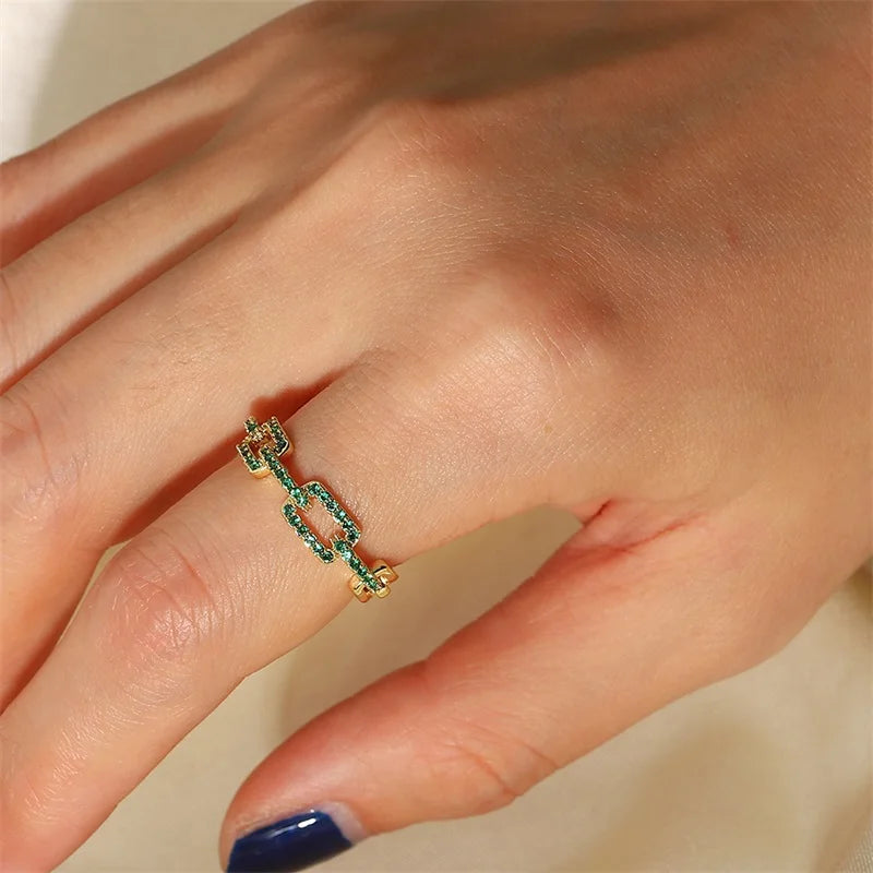 Crystal Link Band Ring