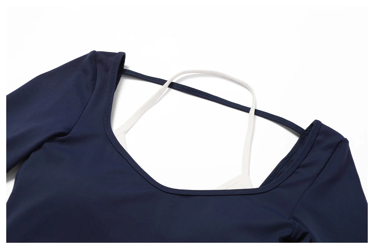 Square Neck Long Sleeve Workout Top