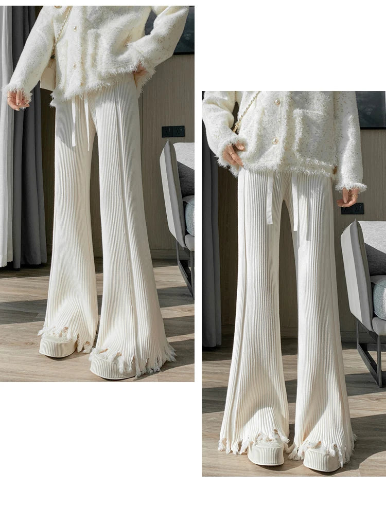 Ribbed Flare Knit Pants