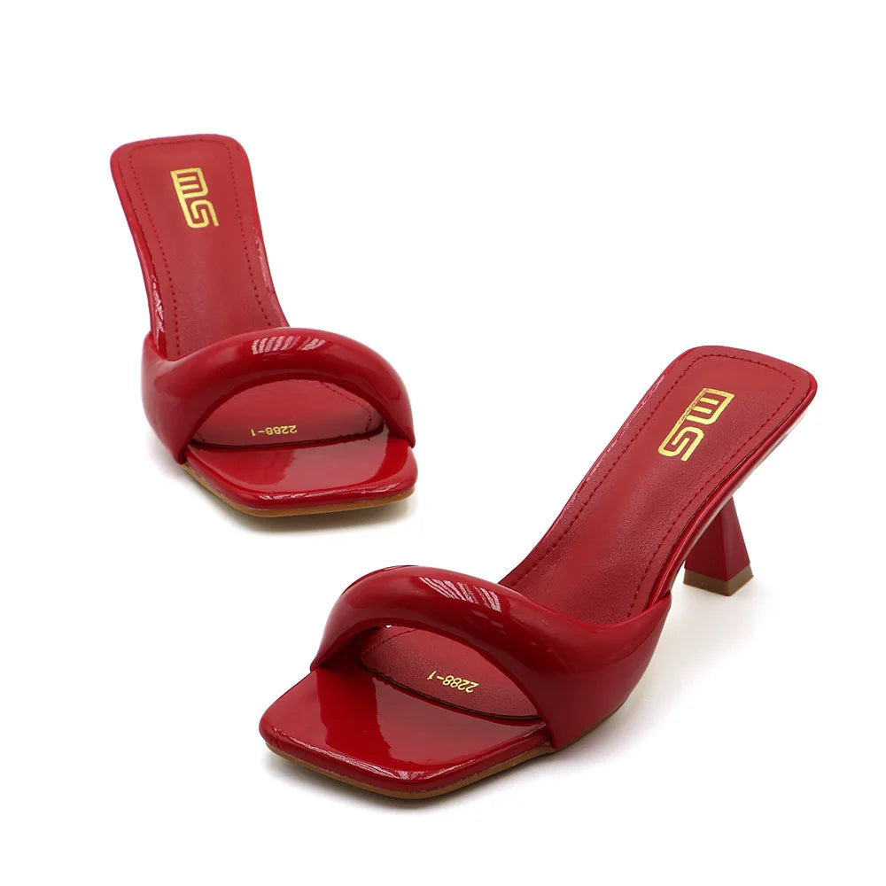 Square Toe Slip-On Heels