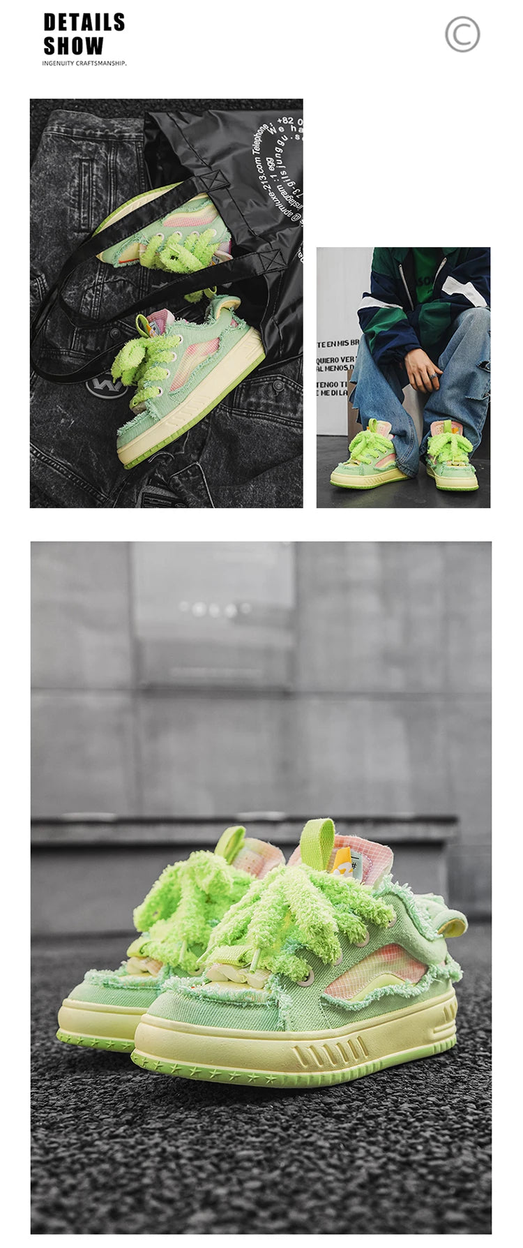 Fuzzy Lace Retro Sneakers