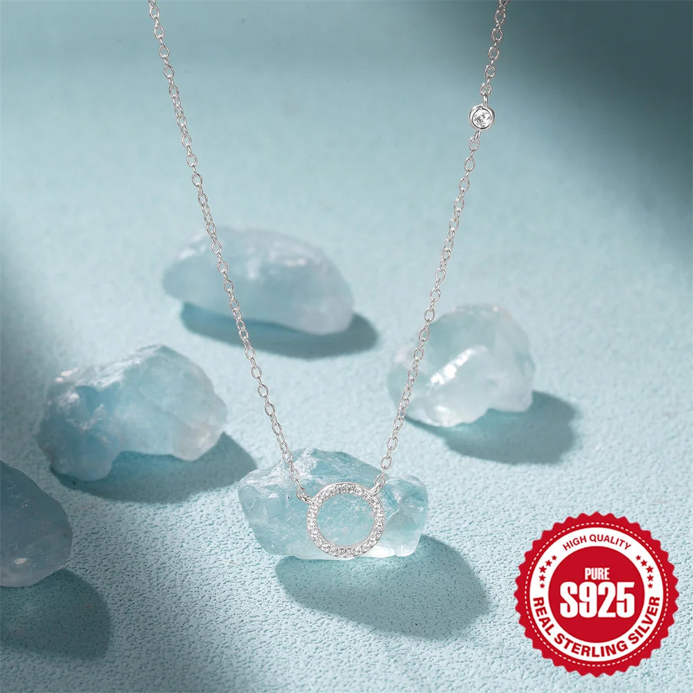 Dainty Circle Pavé Pendant Necklace