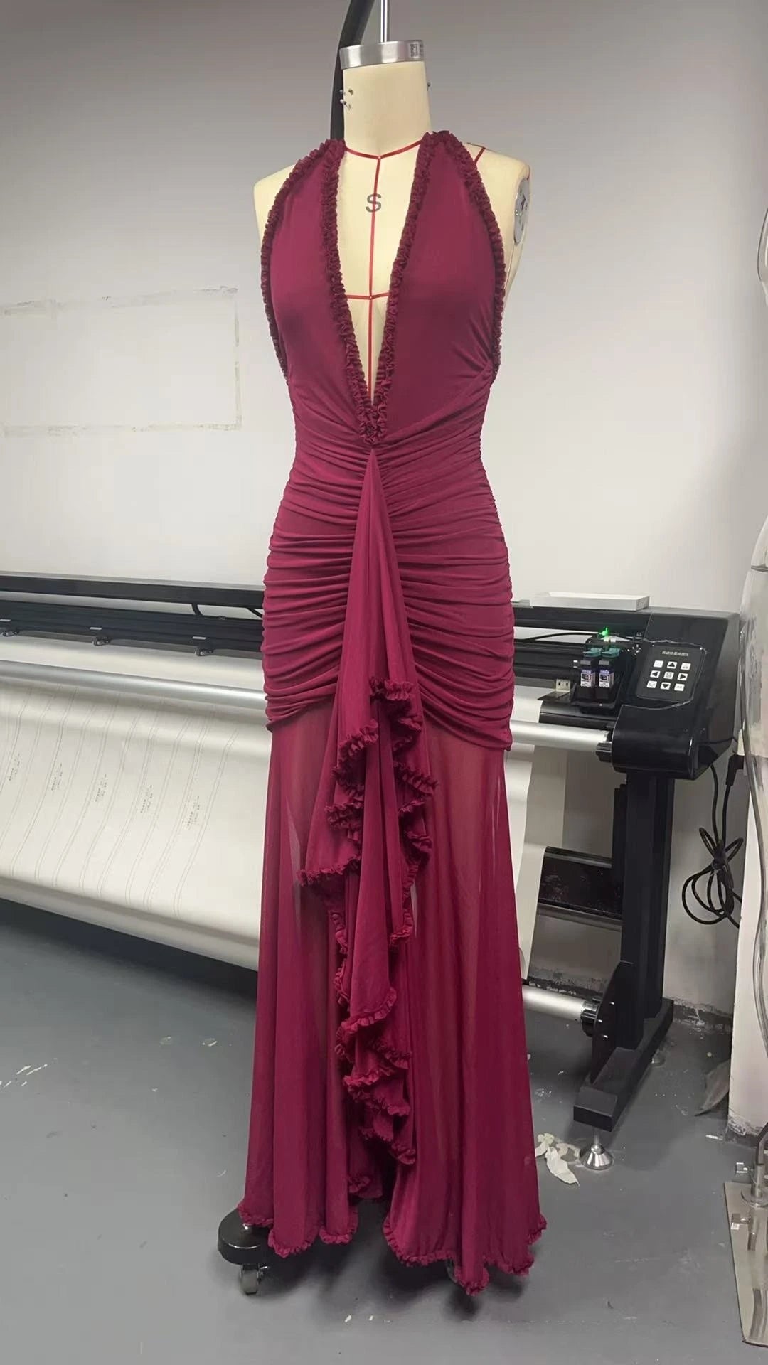Plunge Halter Evening Gown