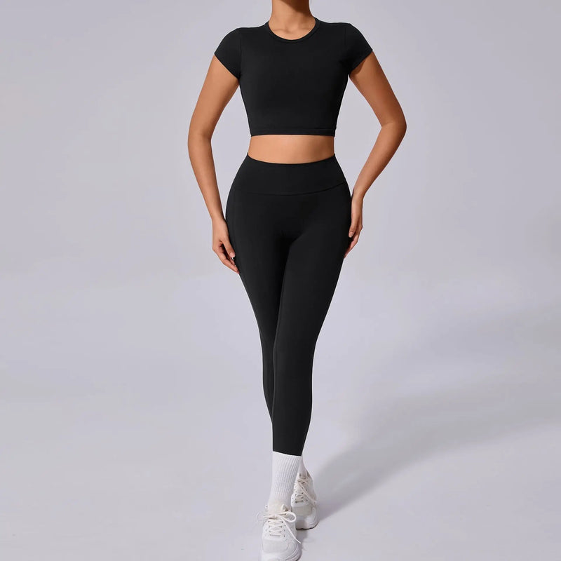 Open Back Crop Top & Leggings Workout Set
