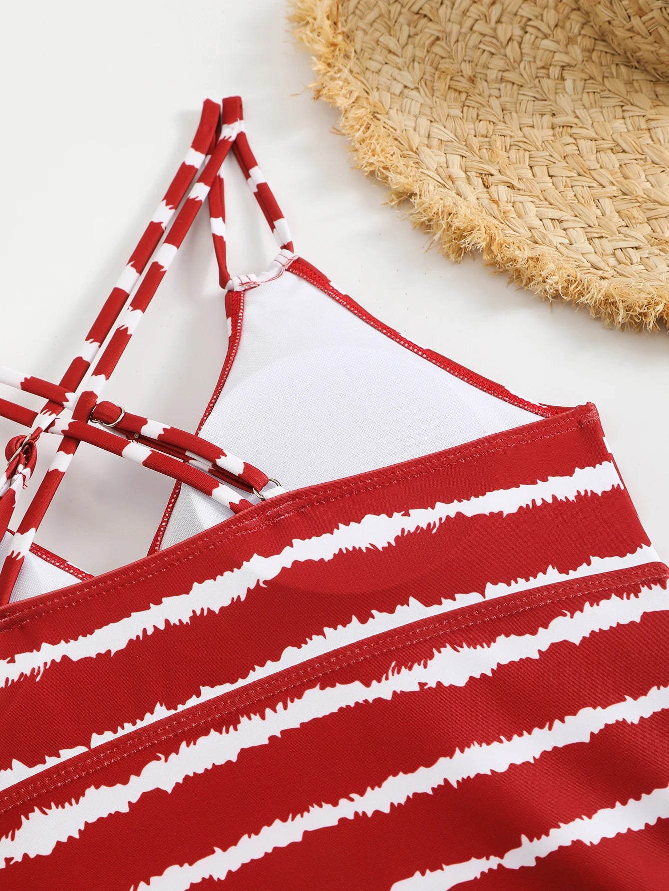 Striped Tankini Set with Mid-Rise Bottoms