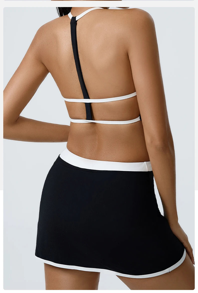 Split-Front Athletic Skirt Set