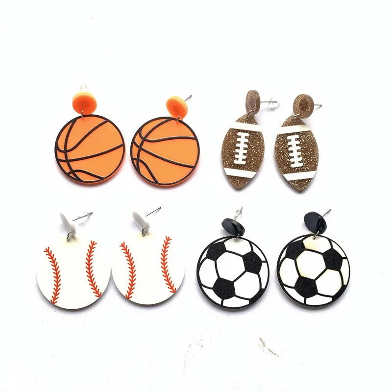 Sports Ball Drop Earrings Set