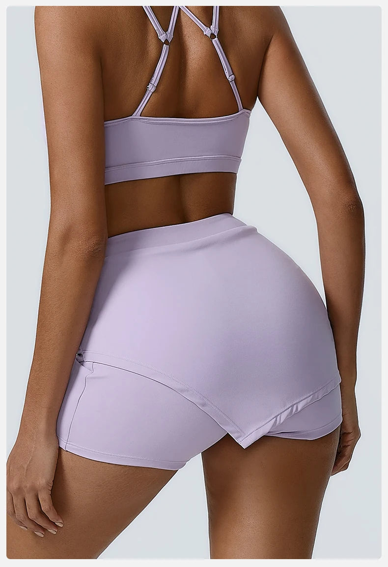Ruched High-Waisted Athletic Skirt