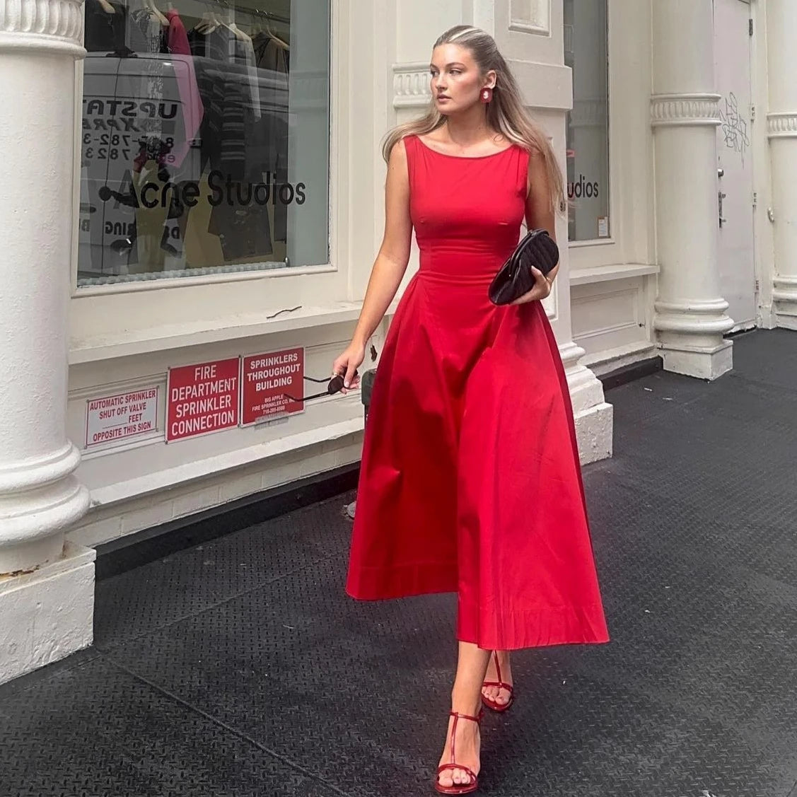 Sleeveless A-Line Midi Dress