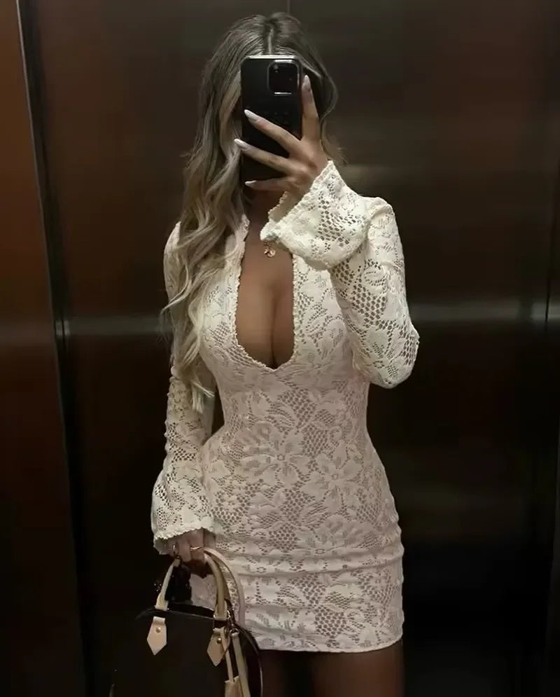 Long Sleeve Lace Mini Dress