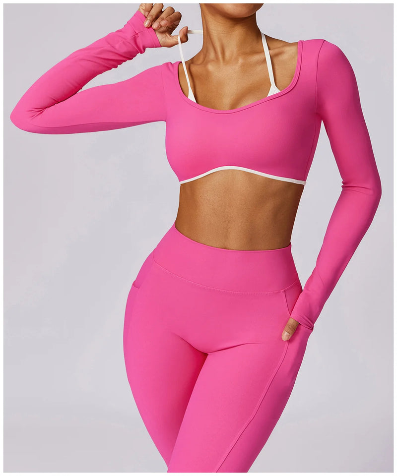 Square Neck Long Sleeve Leggings Set