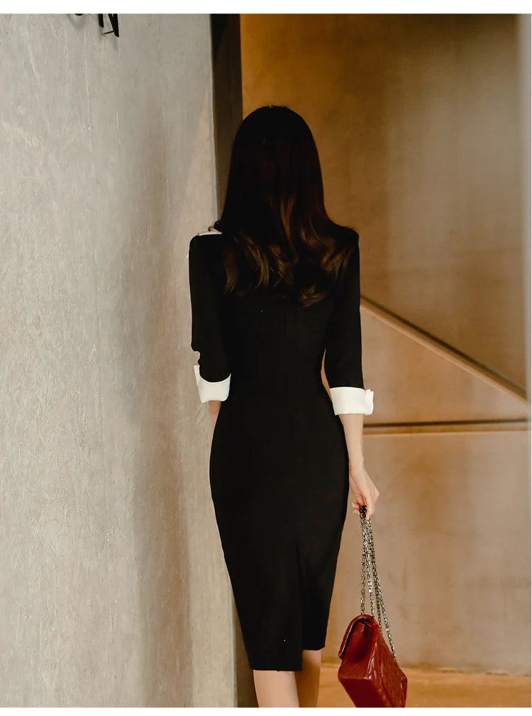Asymmetric Collar Bodycon Dress